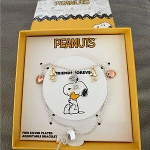 Peanuts Snoopy and Woodstock Friends Forever Silver and Gold Charm Bracelet Set